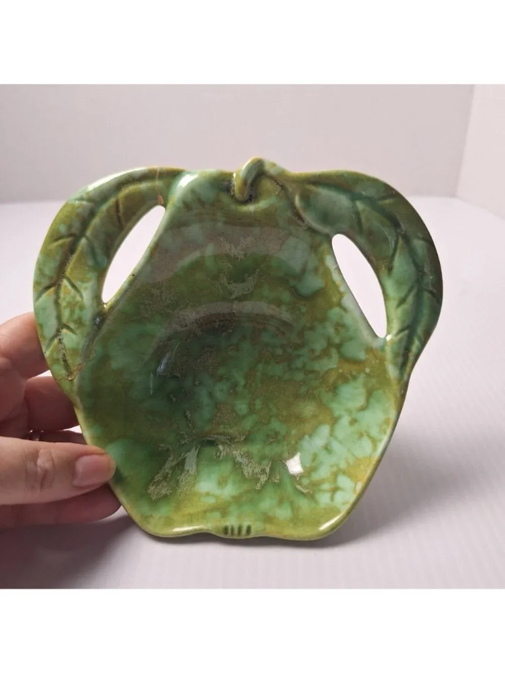 (4) ENCHANTO COMPANY B112 CALIFORNIA USA VINTAGE GREEN GLAZED CERAMIC BOWLS **